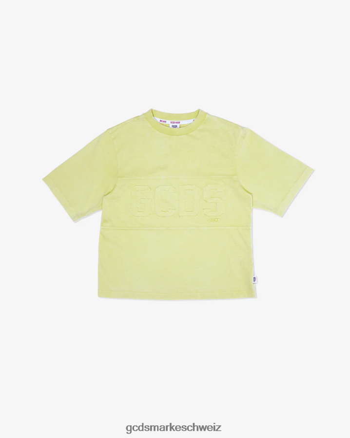 Überfärbtes Junior-T-Shirt mit Logoband Kalk Kinder GCDS Kleidung 8TN06P723
